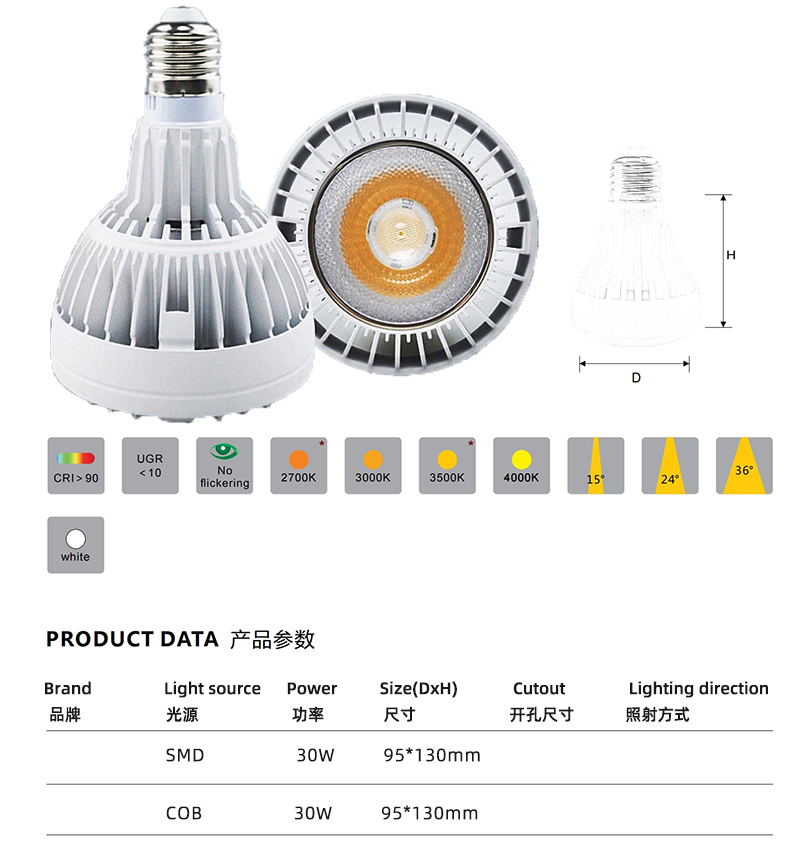 PAR30射燈-不帶風(fēng)扇COB款